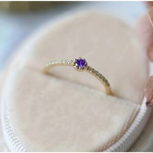 1pc Exquisite Fashion Inlaid Amethyst Zircon Engagement Wedding Ring